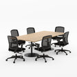 Essentials Boardroom Table 2400 x 1200 with Flex Chair package-Meeting Room Furniture-Affinity Maple-Black Disc-North Island Delivery (Ground Floor)-Commercial Traders - Office Furniture