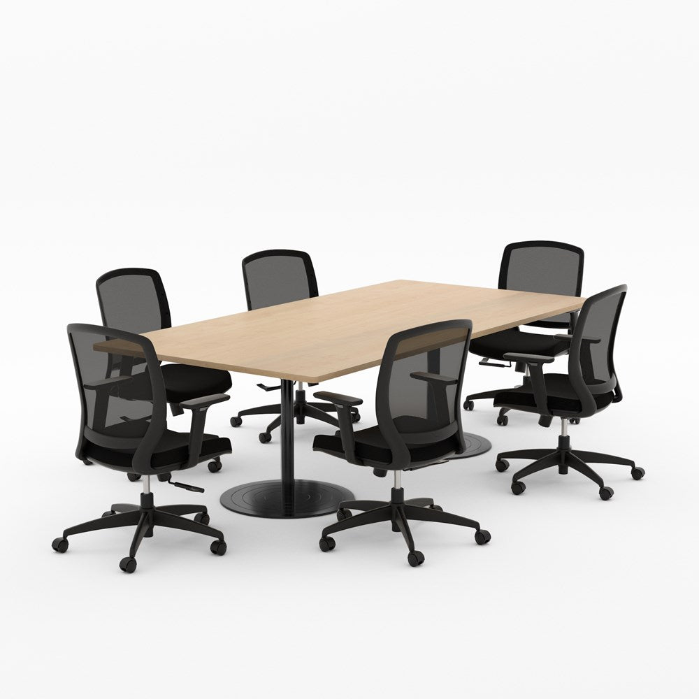 Essentials Boardroom Table 2400 x 1200 with Flex Chair package-Meeting Room Furniture-Affinity Maple-Black Disc-North Island Delivery (Ground Floor)-Commercial Traders - Office Furniture