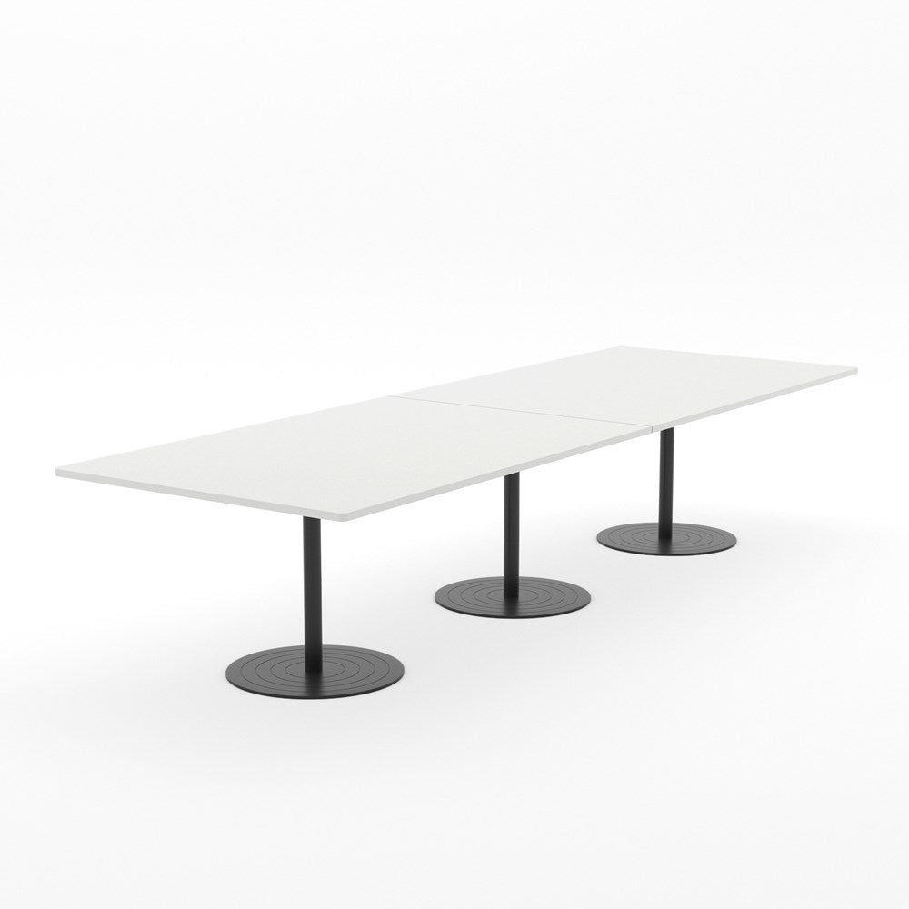 Essentials Table 3000 x 1200 - Rectangular-Meeting Room Furniture-Snowdrift-Black Disc Base-North Island Delivery-Commercial Traders - Office Furniture