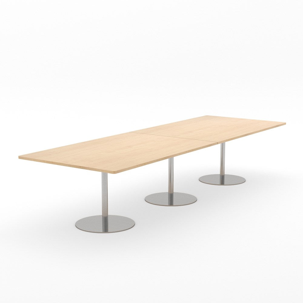 Essentials Table 3000 x 1200 - Rectangular-Meeting Room Furniture-Affinity Maple-Brushed Chrome Disc Base-North Island Delivery-Commercial Traders - Office Furniture