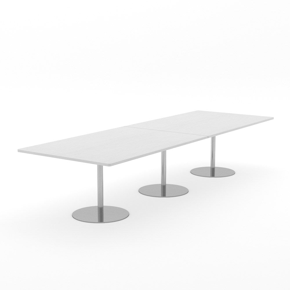 Essentials Table 3000 x 1200 - Rectangular-Meeting Room Furniture-Silver Strata-Brushed Chrome Disc Base-North Island Delivery-Commercial Traders - Office Furniture