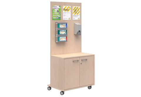 Sanitation Station With Cupboard-Storage-Refined Oak-Auckland Only-Commercial Traders - Office Furniture
