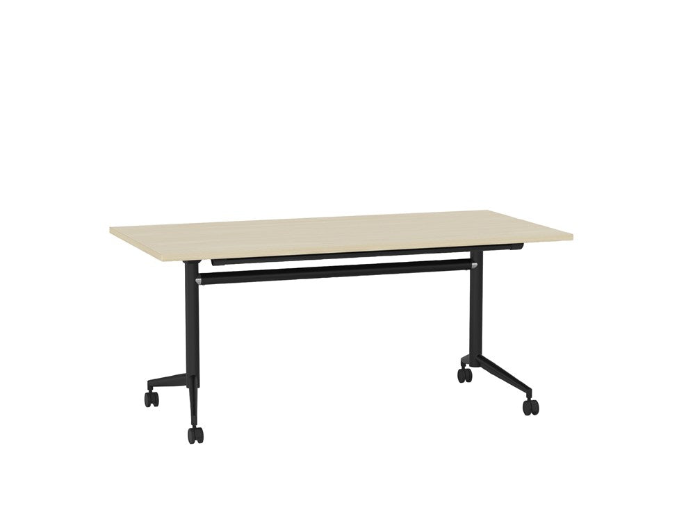 Team Flip Table 1600x800-Meeting Room Furniture-Nordic Maple-Black-Commercial Traders - Office Furniture