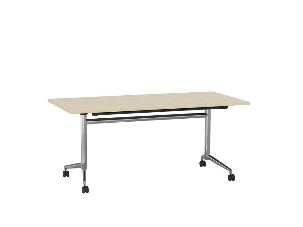 Team Flip Table 1600x800-Meeting Room Furniture-Nordic Maple-Chrome-Commercial Traders - Office Furniture