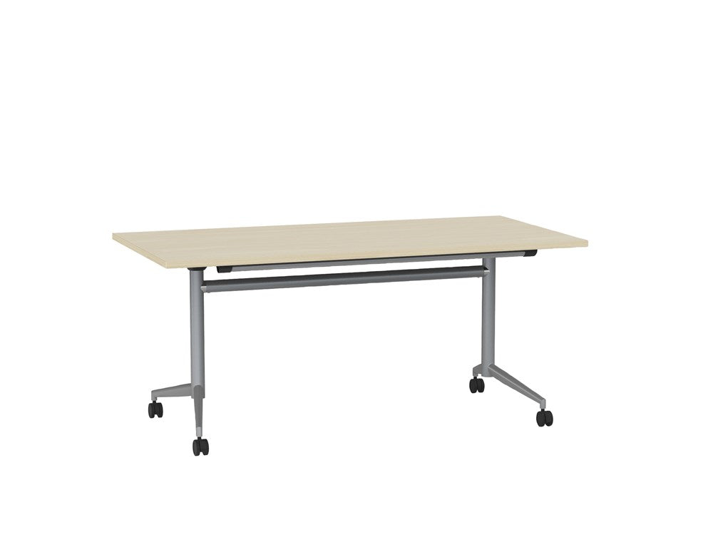 Team Flip Table 1600x800-Meeting Room Furniture-Nordic Maple-Silver-Commercial Traders - Office Furniture