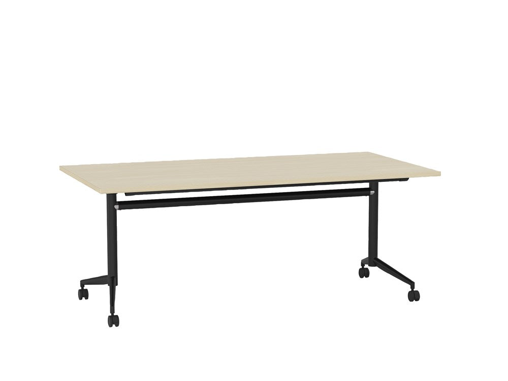 Team Flip Table 1800x900-Meeting Room Furniture-Nordic Maple-Black-Commercial Traders - Office Furniture