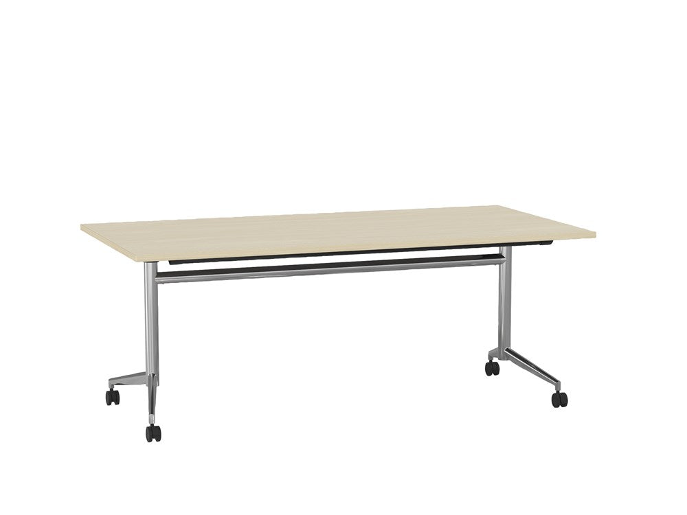 Team Flip Table 1800x900-Meeting Room Furniture-Nordic Maple-Chrome-Commercial Traders - Office Furniture