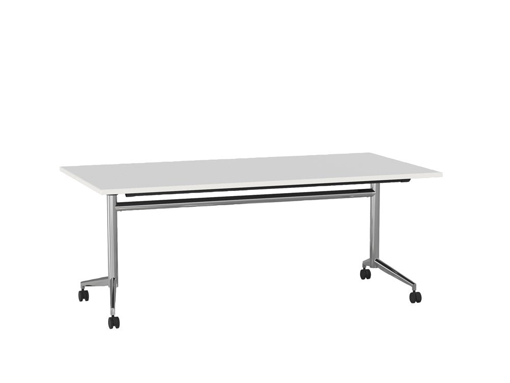 Team Flip Table 1800x900-Meeting Room Furniture-White-Chrome-Commercial Traders - Office Furniture