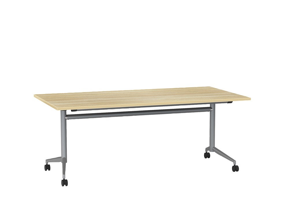 Team Flip Table 1800x900-Meeting Room Furniture-Atlantic Oak-Silver-Commercial Traders - Office Furniture