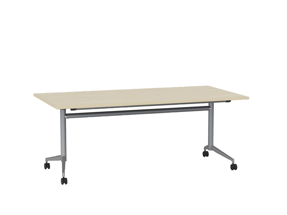 Team Flip Table 1800x900-Meeting Room Furniture-Nordic Maple-Silver-Commercial Traders - Office Furniture