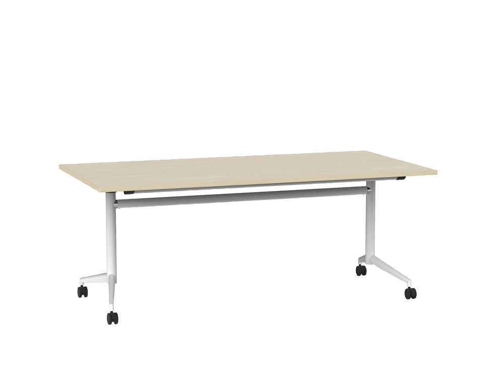 Team Flip Table 1800x900-Meeting Room Furniture-Nordic Maple-White-Commercial Traders - Office Furniture
