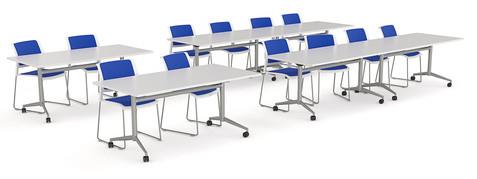 Team Flip Table & Mote Fabric Chair Package-Meeting Room Furniture-Nordic Maple-Silver-Sky Blue-Commercial Traders - Office Furniture