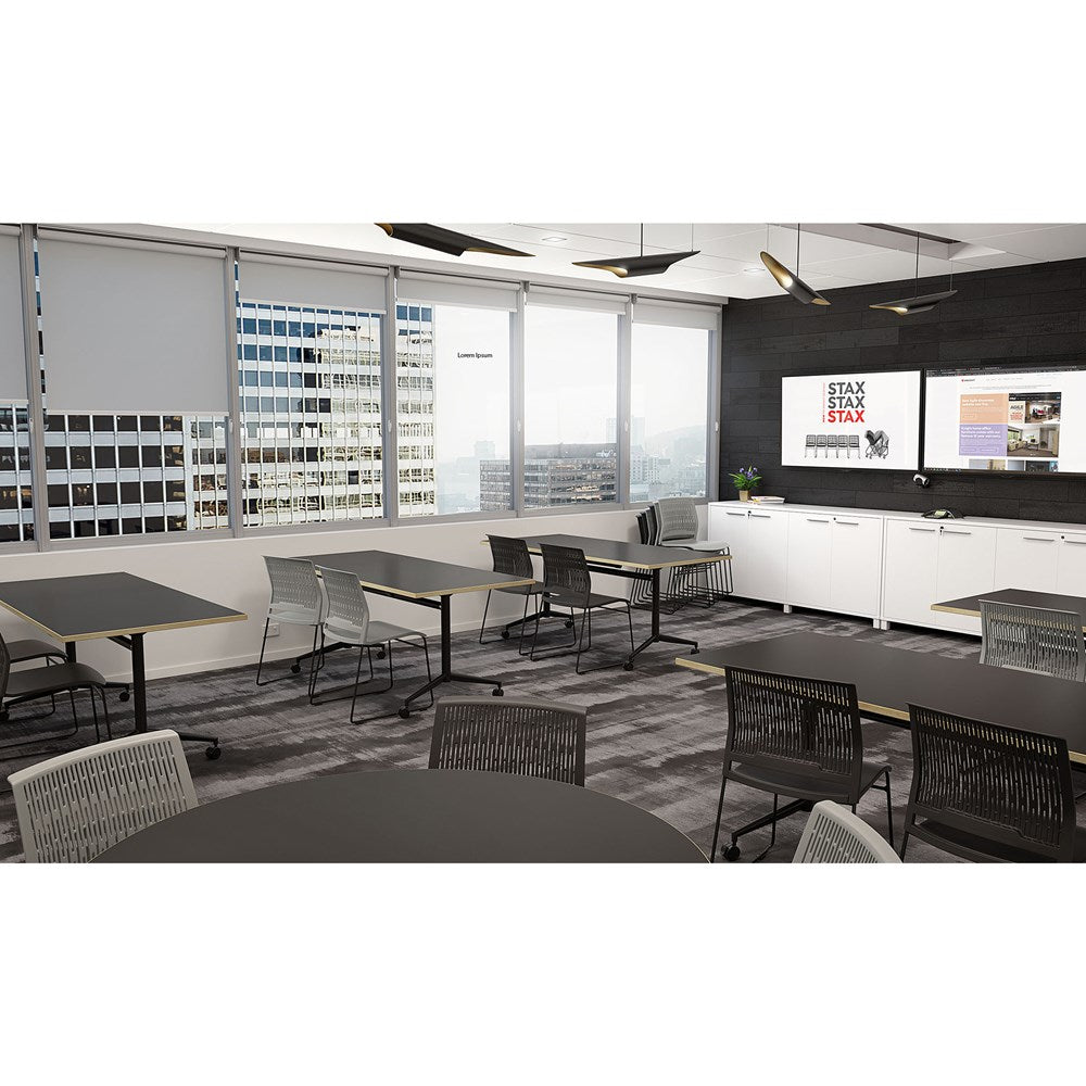 Team Flip Table 1600x800-Meeting Room Furniture-Atlantic Oak-Black-Commercial Traders - Office Furniture