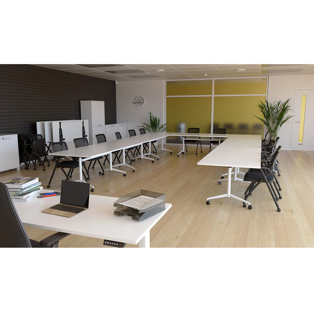 Team Flip Table 1800x900-Meeting Room Furniture-Atlantic Oak-Black-Commercial Traders - Office Furniture