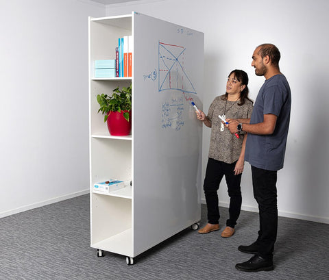 Double sided mobile whiteboard storage unit-Whiteboards-No Accessories Thanks-Commercial Traders - Office Furniture