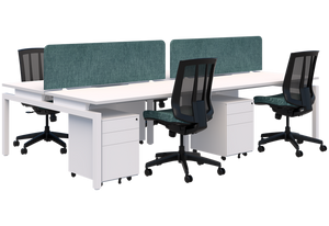 Balance 1500 Desk Package - 4 person pod (Back to Back)-Desking-Snow Velvet-Black-800mm-Commercial Traders - Office Furniture