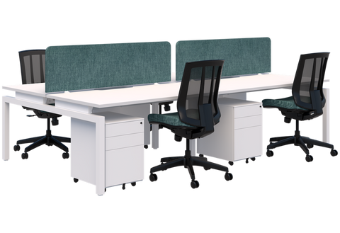 Balance 1500 Desk Package - 4 person pod (Back to Back)-Desking-Snow Velvet-Black-800mm-Commercial Traders - Office Furniture
