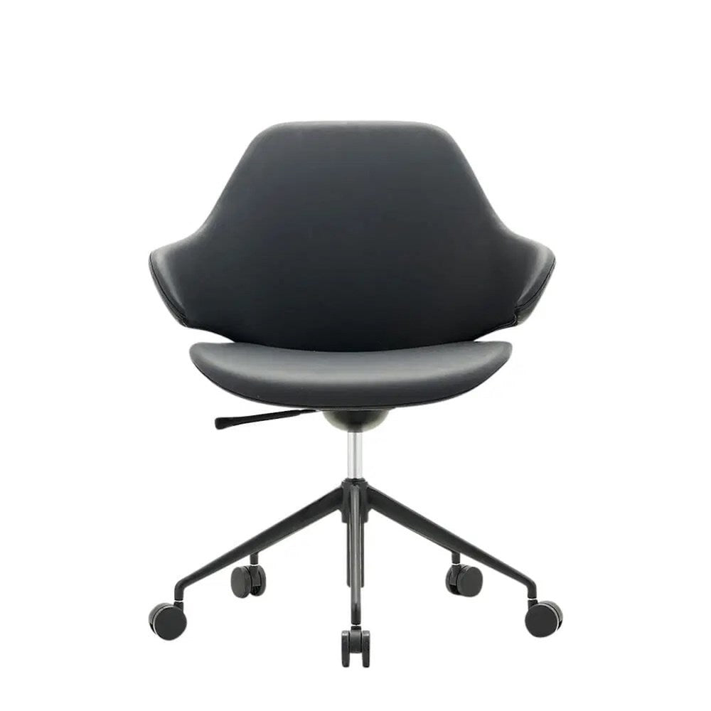 Konfurb Orbit Mid Back - 5 Star Base-Reception Furniture-Black Vinyl-Commercial Traders - Office Furniture
