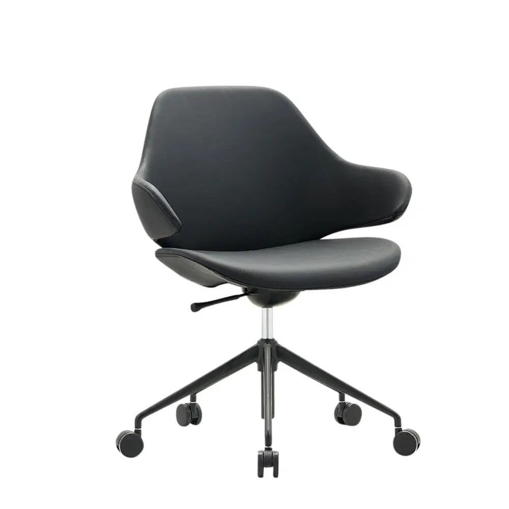 Konfurb Orbit Mid Back - 5 Star Base-Reception Furniture-Black Vinyl-Commercial Traders - Office Furniture