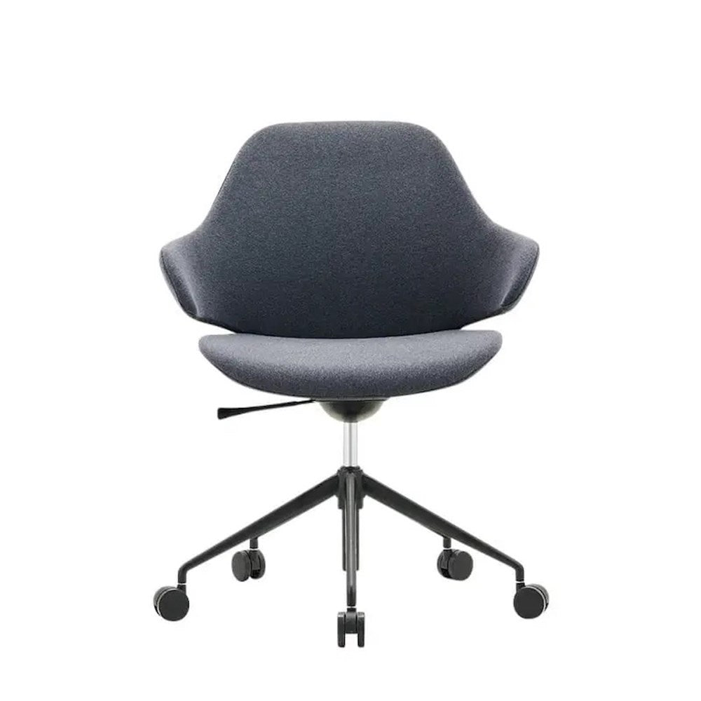 Konfurb Orbit Mid Back - 5 Star Base-Reception Furniture-Black Vinyl-Commercial Traders - Office Furniture
