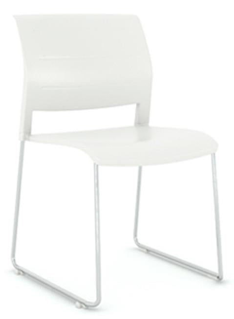 Mote Chair-Lunchroom Chairs-White-Skid Base - Silver-Commercial Traders - Office Furniture
