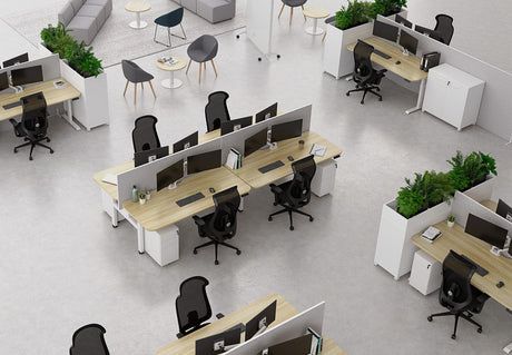 Knight group furniture  - the Haven back to back desk and cygnet mesh chair