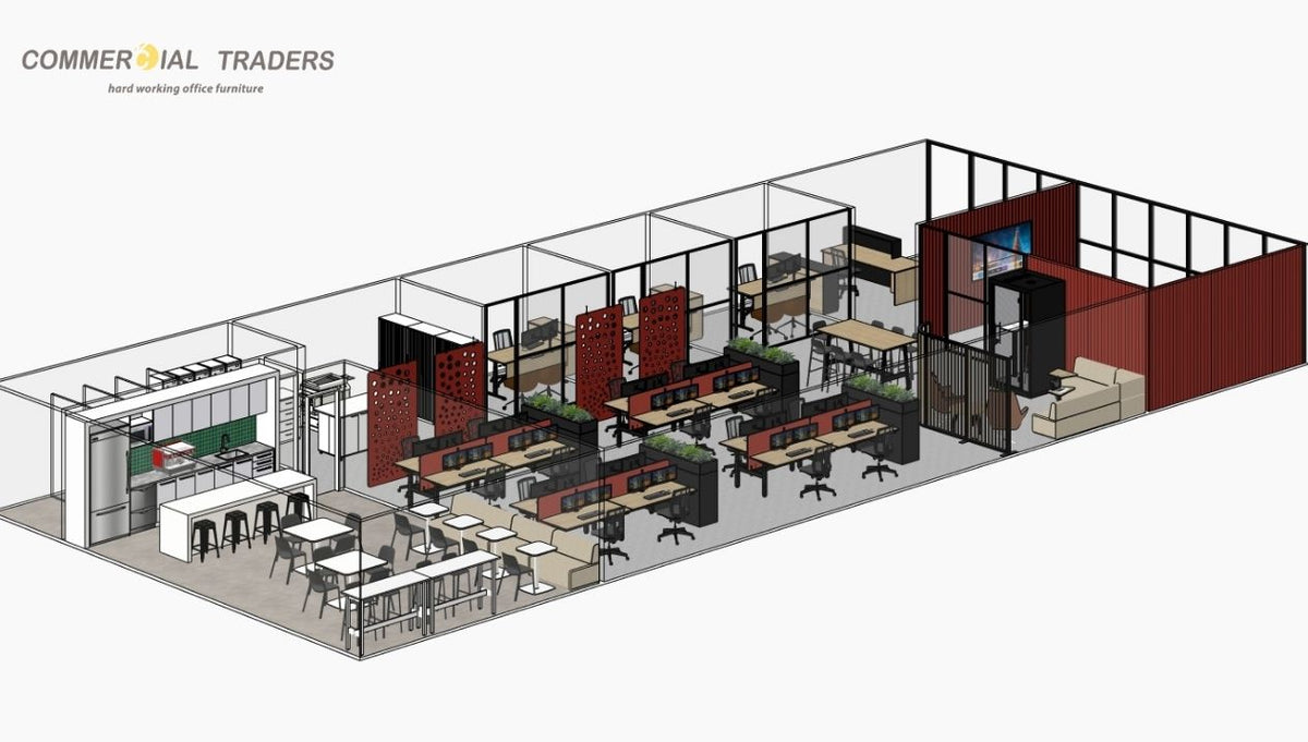 Lunchroom Storage Racking 20 Person Office Fit Out: Lunchroom, Breakout, Storage Areas & Partiti ...