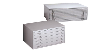 5 drawer and 10 drawer plan drawers in silver grey