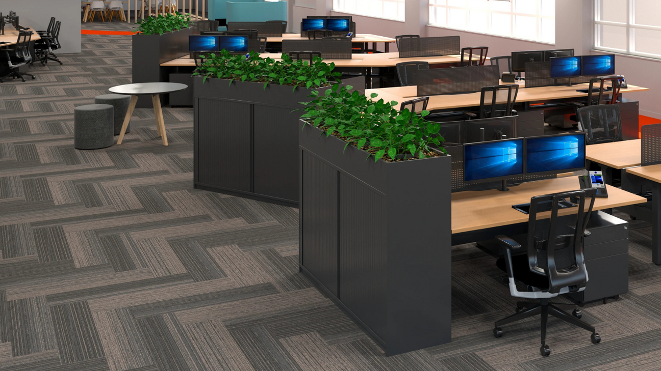 Raid Tambour planter unit in black with black doors