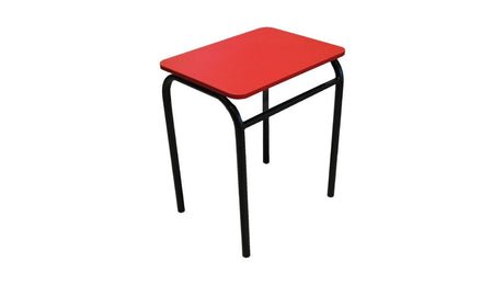 school desk with red top and black frame