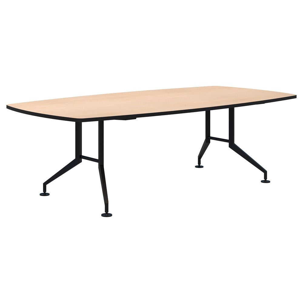 Shot Table Barrel Shape - 3000 x 1200-Meeting Tables-Refined Oak-Black-Commercial Traders - Office Furniture