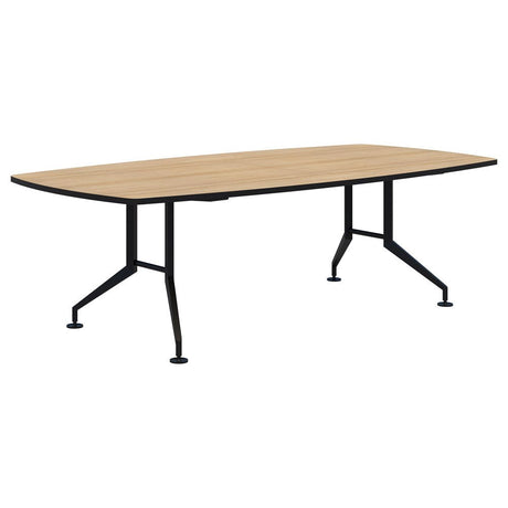 Shot Table Barrel Shape - 3000 x 1200-Meeting Tables-Classic Oak-Black-Commercial Traders - Office Furniture