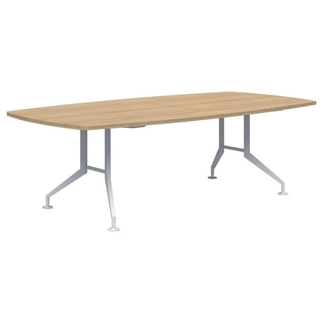 Shot Table Barrel Shape - 3000 x 1200-Meeting Tables-Classic Oak-White-Commercial Traders - Office Furniture