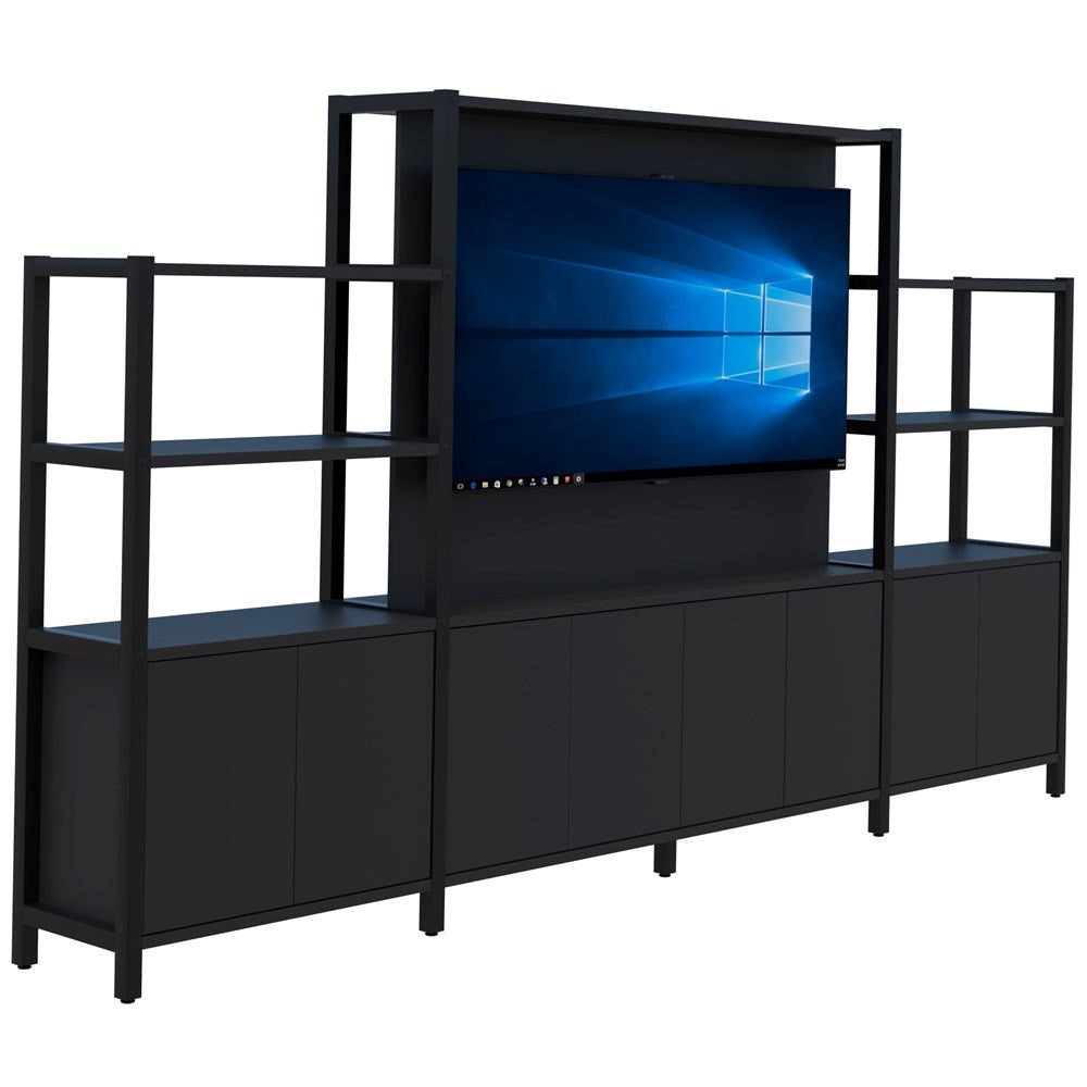 Grid 40 TV/Open Display Wall 1500/1890H x 400D-Storage-Black-Black-3360-Commercial Traders - Office Furniture