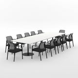 Essentials Boardroom Table 3600 x 1200 with Ozone Chair Package-Meeting Room Furniture-Snowdrift-Black Disc-North Island Delivery-Commercial Traders - Office Furniture