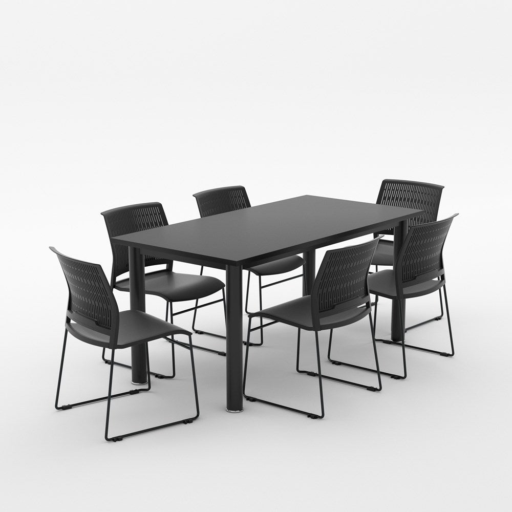 Alti Deluxe 1800 Canteen Table and Magnus Chair Package-Lunchroom Tables-Black Top Black Frame-Black-North Island Delivery-Commercial Traders - Office Furniture