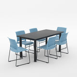 Alti Deluxe 1800 Canteen Table and Magnus Chair Package-Lunchroom Tables-Black Top Black Frame-Blue-North Island Delivery-Commercial Traders - Office Furniture