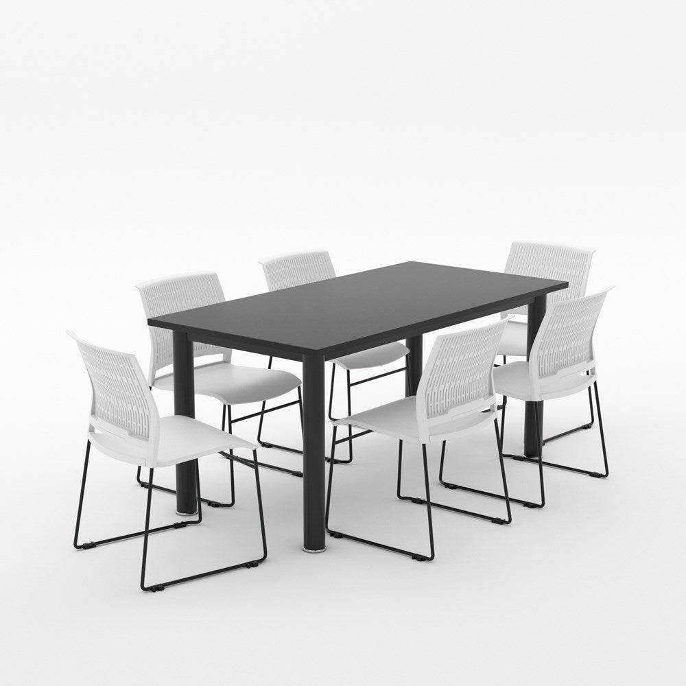 Alti Deluxe 1800 Canteen Table and Magnus Chair Package-Lunchroom Tables-Black Top Black Frame-White-North Island Delivery-Commercial Traders - Office Furniture