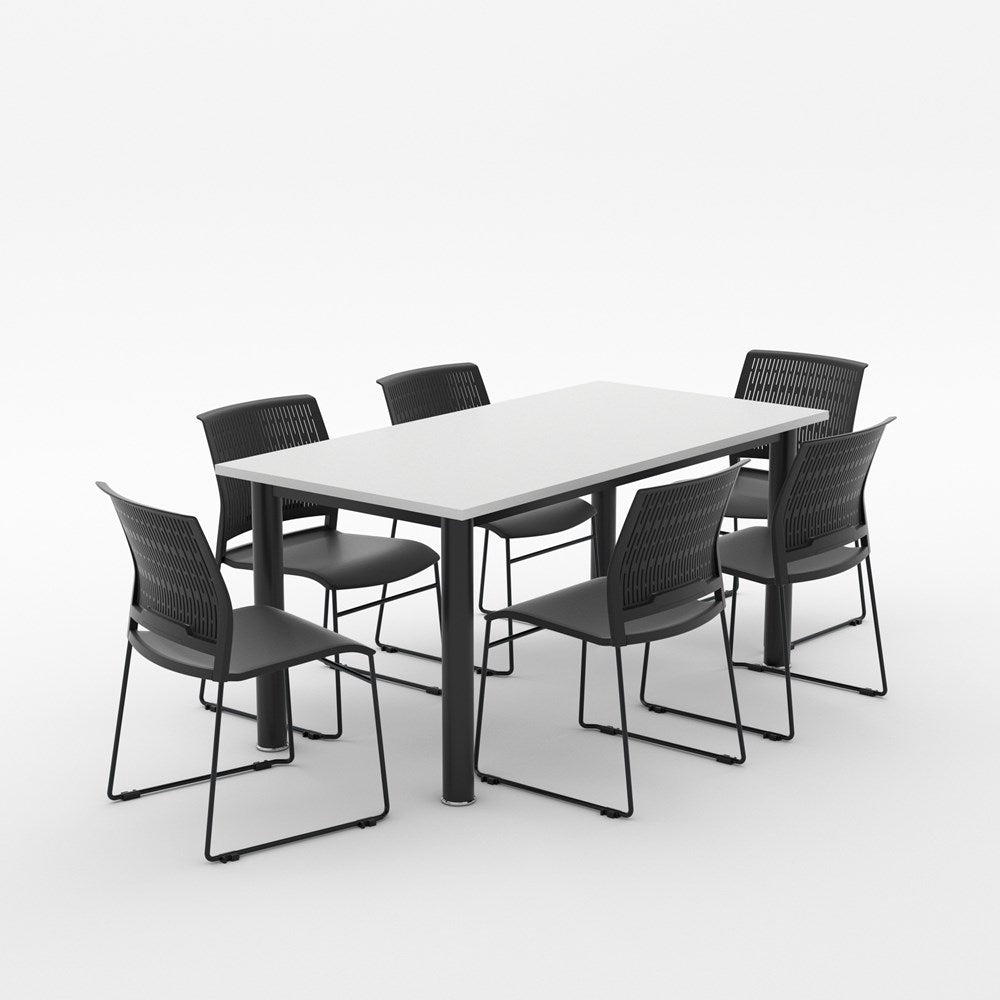 Alti Deluxe 1800 Canteen Table and Magnus Chair Package-Lunchroom Tables-White Top Black Frame-Black-North Island Delivery-Commercial Traders - Office Furniture