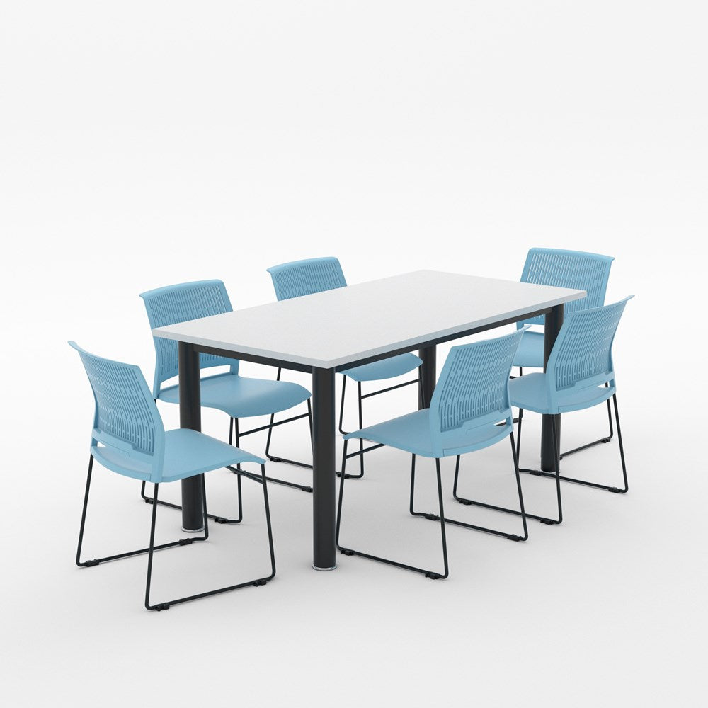 Alti Deluxe 1800 Canteen Table and Magnus Chair Package-Lunchroom Tables-White Top Black Frame-Blue-North Island Delivery-Commercial Traders - Office Furniture