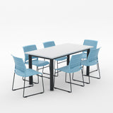 Alti Deluxe 1800 Canteen Table and Magnus Chair Package-Lunchroom Tables-White Top Black Frame-Blue-North Island Delivery-Commercial Traders - Office Furniture