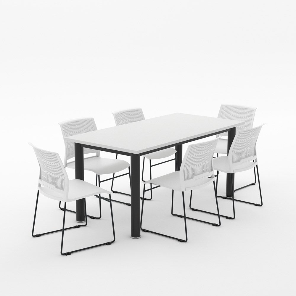 Alti Deluxe 1800 Canteen Table and Magnus Chair Package-Lunchroom Tables-White Top Black Frame-White-North Island Delivery-Commercial Traders - Office Furniture