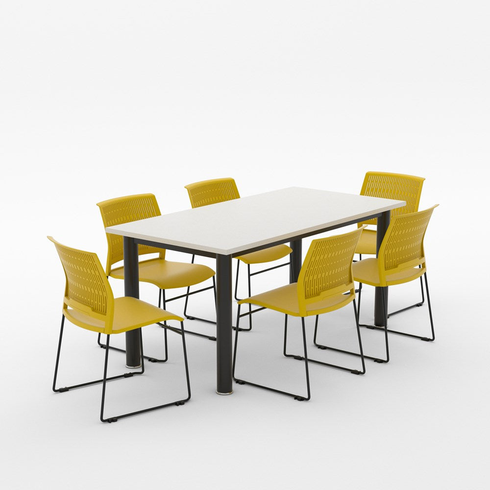 Alti Deluxe 1800 Canteen Table and Magnus Chair Package-Lunchroom Tables-White Top Black Frame-Yellow-North Island Delivery-Commercial Traders - Office Furniture