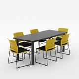 Alti Deluxe 1800 Long Canteen Table and Magnus Chair Package-Lunchroom Tables-Black Top / Black Frame-Yellow / Black-North Island Delivery-Commercial Traders - Office Furniture