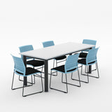 Alti Deluxe 1800 Long Canteen Table and Magnus Chair Package-Lunchroom Tables-White Top / Black Frame-Blue / Black-North Island Delivery-Commercial Traders - Office Furniture