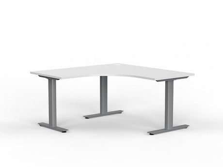 Agile Corner Desk - Fixed Height-Desking-1500 x 1500 x 700-White-Silver-Commercial Traders - Office Furniture