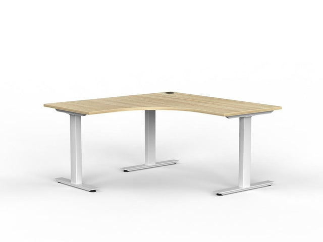 Agile Corner Desk - Fixed Height-Desking-1500 x 1500 x 700-Atlantic Oak-White-Commercial Traders - Office Furniture