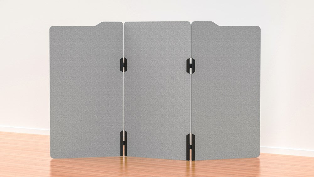 Milford Acoustic Freestanding 3 Partition - 1800h x 1000w -24mm thick-Noise Reduction-Dark Silvery Grey-Commercial Traders - Office Furniture