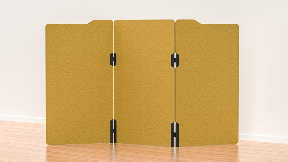Milford Acoustic Freestanding 3 Partition - 1800h x 1000w -24mm thick-Noise Reduction-Mustard-Commercial Traders - Office Furniture