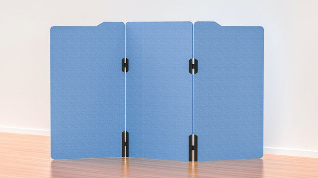 Milford Acoustic Freestanding 3 Partition - 1800h x 1000w -24mm thick-Noise Reduction-Sky Blue-Commercial Traders - Office Furniture